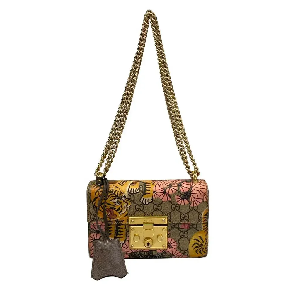Gucci Padlock Small/GG Supreme Shoulder Bag 409487 Dark Brown Beige Multi PVC